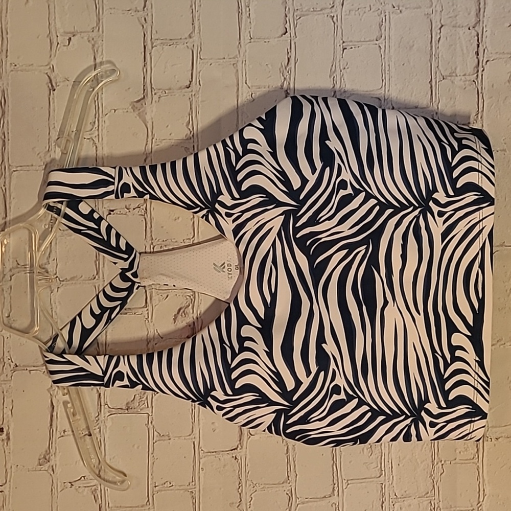 Women's Size Large Navy White Kyodan Racerback Swim Tankini Top